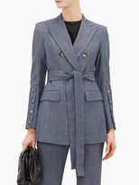 Thumbnail for your product : Altuzarra Striped Double-breasted Wool-blend Jacket - Blue