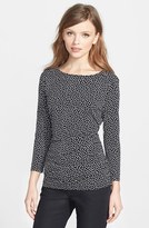 Thumbnail for your product : Chaus Shoulder Zip Dot Print Ruched Top