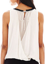 Thumbnail for your product : Bisou Bisou Faux-Leather Trim Tank Top
