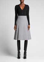 Thumbnail for your product : Akris Plaid Box-Pleated Wool Midi Skirt