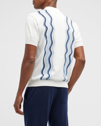Twenty Montreal Men's Swirl Stripe Gauzy Knit Polo Shirt