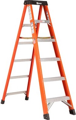 Bauer Corporation 8 ft Fiberglass Step Ladder with Type 1A 300lbs ...