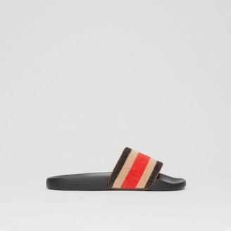 Burberry Striped Wool and Leather Slides
