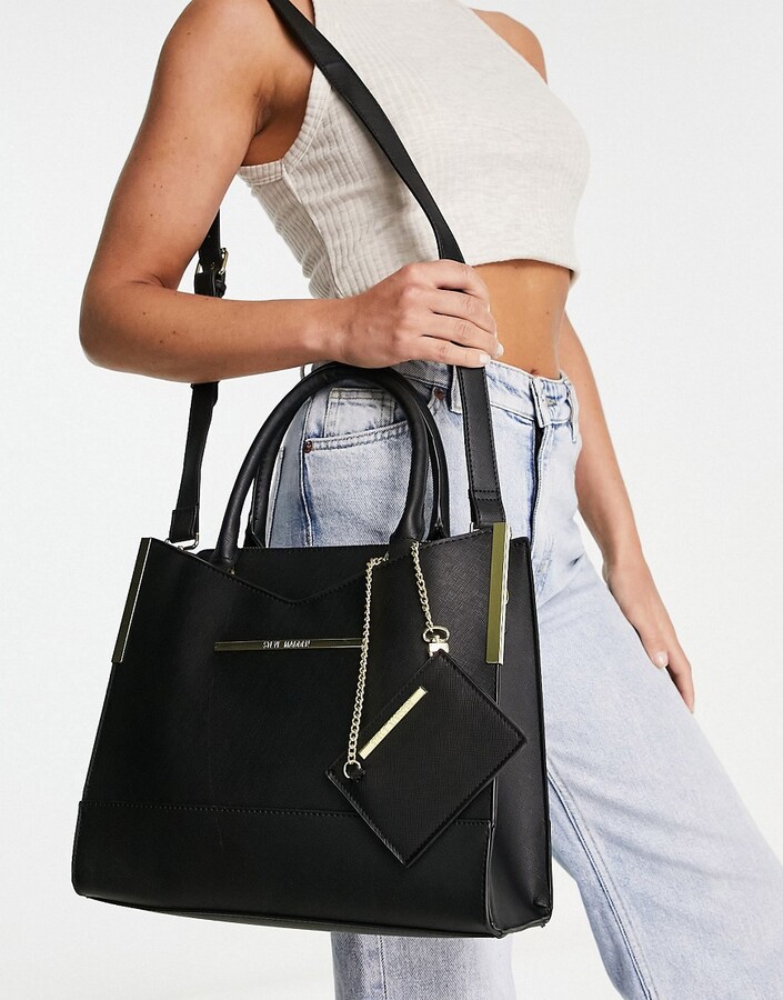 Steve Madden tote bag with shoulder strap in black ShopStyle