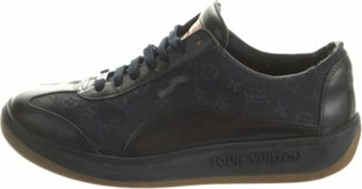 Louis Vuitton Black Leather Frontrow Sneakers Size 38 - ShopStyle
