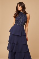 Thumbnail for your product : Little Mistress Bridesmaid Lila Navy Sequin Tiered Hem Maxi Dress