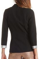 Thumbnail for your product : Charlotte Russe Striped-Cuff Single Button Boyfriend Blazer