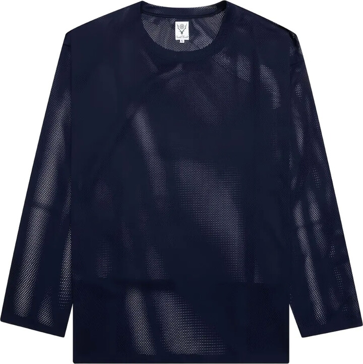 South2 West8 mesh knit crew-neck T-shirt
