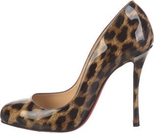 Christian Louboutin Patent Leather Animal Print Pumps