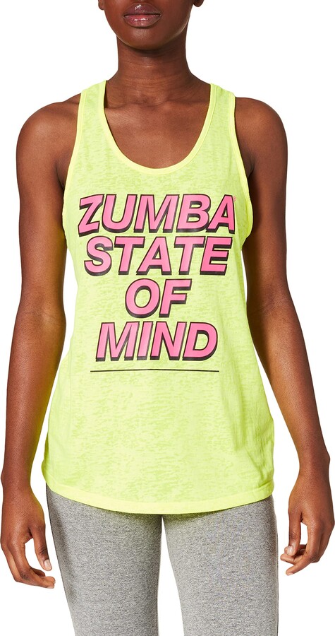 Zumba Black Loose Graphic Print Dance Tank Tops Active Workout Tops for Women 