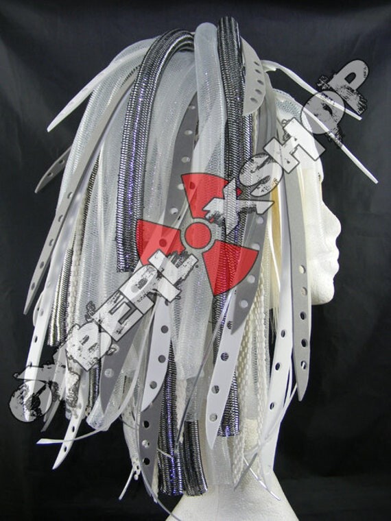 Etsy Cyberlox Dread Goth Silver White Silverbleach Hair Falls