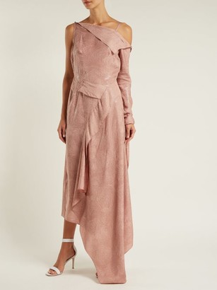 Roland Mouret Bruce Draped Silk-blend Jacquard Dress - Light Pink