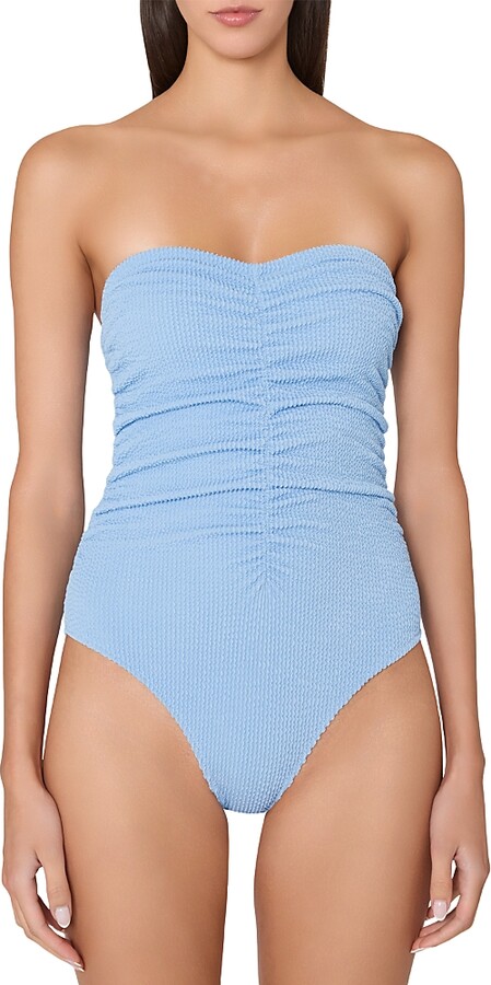 Milly Textured Ruched One Piece Swimsuit