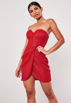 Missguided Red Lace Cupped Bandeau Wrap ...