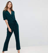 Thumbnail for your product : ASOS Tall DESIGN Tall Wrap Jumpsuit with Self Belt