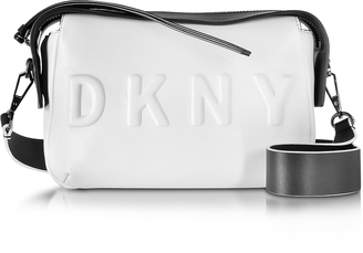 DKNY Debossed Logo Cream/Black Leather Crossbody Bag
