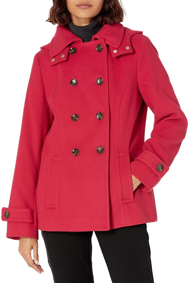 Calvin Klein womens Double Breasted Peacoat Red XS - ShopStyle Coats