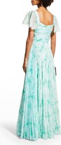 Thumbnail for your product : Theia Alani Pleated Flutter-Sleeve Gown