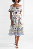 Thumbnail for your product : Tory Burch Off-the-shoulder Printed Cotton-voile Dress