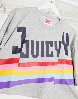 Juicy Couture Jxjc Juicy Logo Rainbow Split Tee Htr Cozy