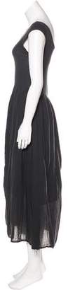 Black Crane Sleeveless Midi Dress