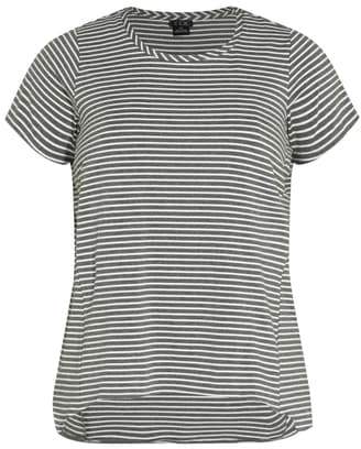 City Chic Relaxed High/Low Stripe Stretch Cotton Top