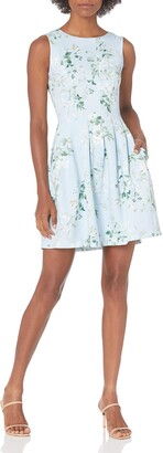 Calvin Klein Women's Petite Sleeveless Seamed Fit-and-Flare Dress