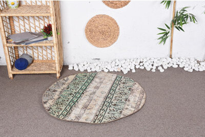 Isabelline Turkish Rugs, Vintage Rug, Boho Rug, Orange Oriental Rugs, 3x3.1 ft Small Rugs, Kitchen Rug