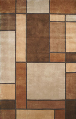 American Home Rug Co. Casual Contemporary Geometric Handmade Tufted Wool Brown Rug