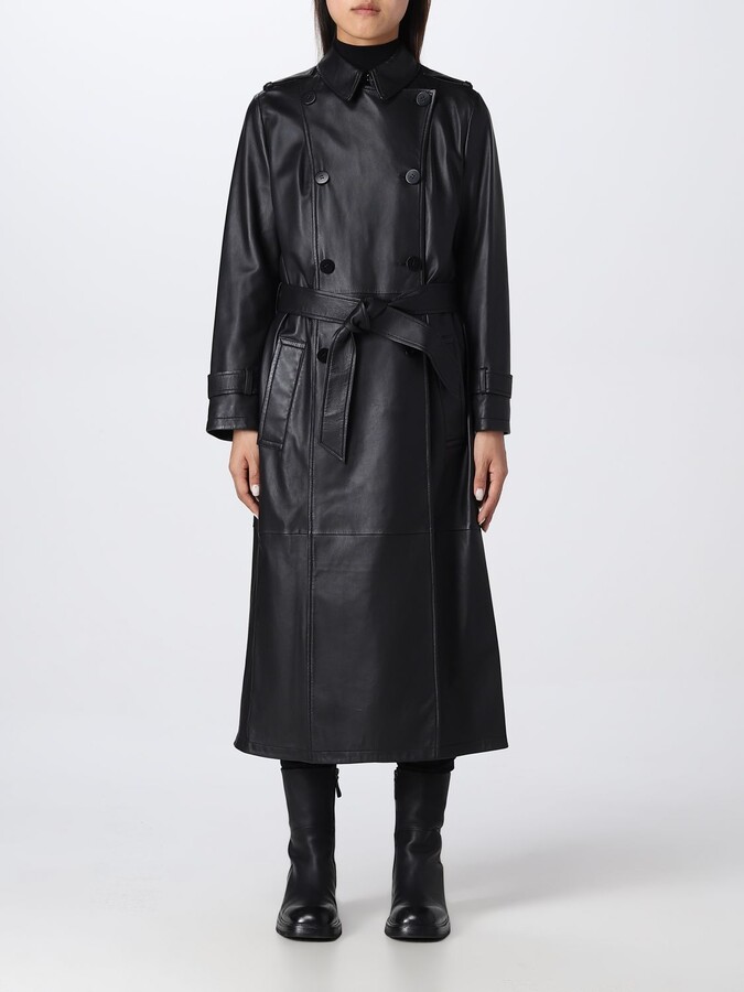Womens Clothing Coats Raincoats and trench coats Emporio Armani Synthetic Belted Trench in Black 