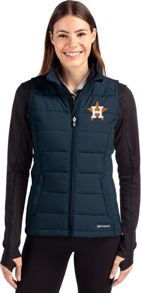 Cutter & Buck HoustonAstrosCutter&BuckEvokeHybridSoftshellRecycledWomensFullZipVest-NavyBlue-2XLarge