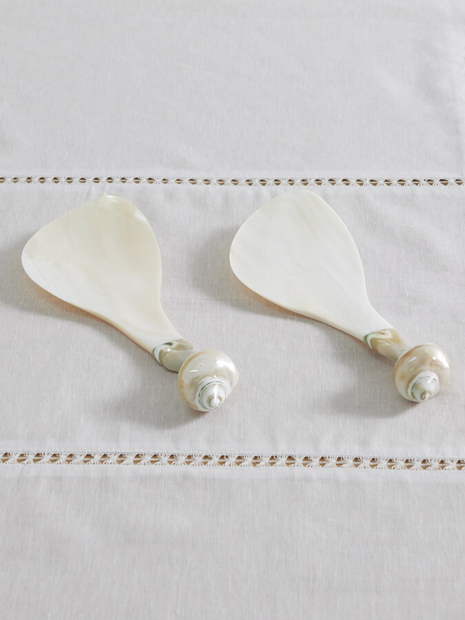 Gohar World - Set Of Two Mother-of-pearl Salad Servers - Off-white