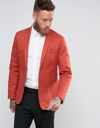 ASOS Skinny Blazer in Rust Washed Cotton