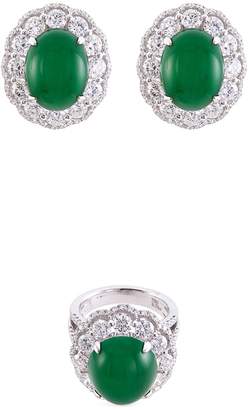 Lc Collection Jade Diamond jade 18k gold ring and earrings set