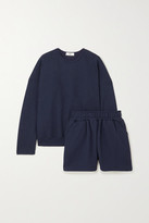 Thumbnail for your product : Frankie Shop Jaimie Oversized Cotton-jersey Sweatshirt And Shorts Set - Navy