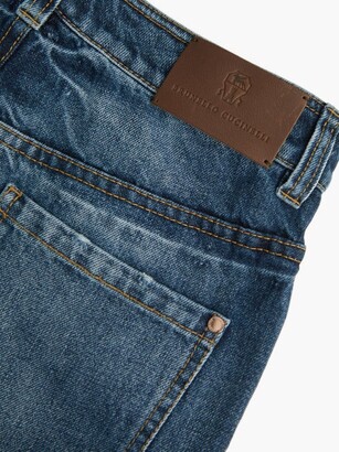 Brunello Cucinelli High-rise Garment-dyed Tapered-leg Jeans - Denim