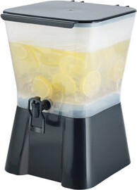 Latitude Run® 12 Qt Square Black Plastic Beverage Dispenser