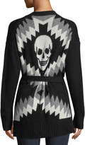 Thumbnail for your product : Moxie Belted Zigzag & Skull Intarsia Wool-Cashmere Cardigan