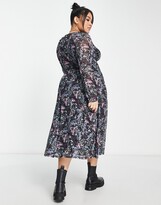 Thumbnail for your product : Simply Be mesh midi dress in black pattern