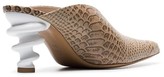 Thumbnail for your product : Kalda beige Cyland 70 snake-effect leather mules