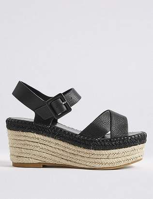 Marks and Spencer Leather Wedge Heel Cross Front Espadrilles