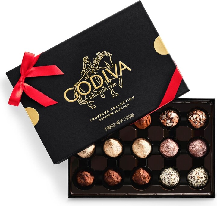 Godiva Signature Truffles Assorted Chocolate Gift Box with Red Ribbon, 15 Pieces
