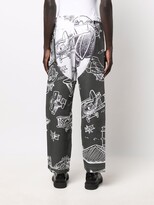 Thumbnail for your product : Thebe Magugu Layered Graphic-Print Linen Trousers