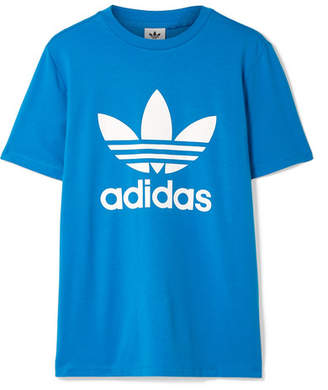 adidas Trefoil Printed Stretch-cotton Jersey T-shirt - Bright blue