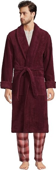 Lands' End Men's Tall Calf Length Turkish Terry Robe - Large Tall - Rich  Burgundy - ShopStyle