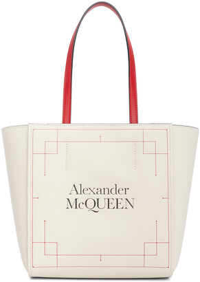 Alexander McQueen White Leather Signature Shopper Tote
