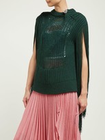 Thumbnail for your product : Calvin Klein Crystal Brooch Embellished Fringe Sweater - Green