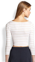 Thumbnail for your product : Bailey 44 Sheer-Striped Stretch Jersey Cropped Top