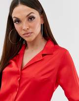 Thumbnail for your product : ASOS DESIGN relaxed satin long sleeve shirt