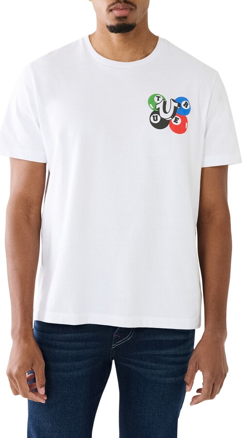 True Religion Billiard Buddha Relaxed Fit Puff Print Graphic T-Shirt